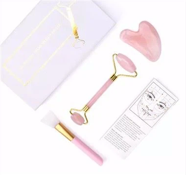 ست غلتکی یشم رز کوارتز دستی Gem Gem Gua Sha