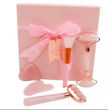 Rose Quartz Face Massage Jade Roller و Gua Sha